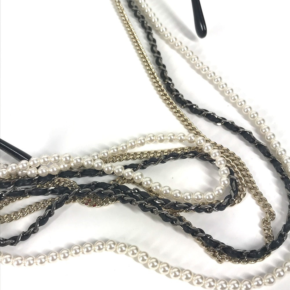 CHANEL 4245 フェイクパール CC ココマーク ラウンド チェーン付き めがね メガネ アイウェア 眼鏡 サングラス プラスチック レディース ブラック - brandshop-reference