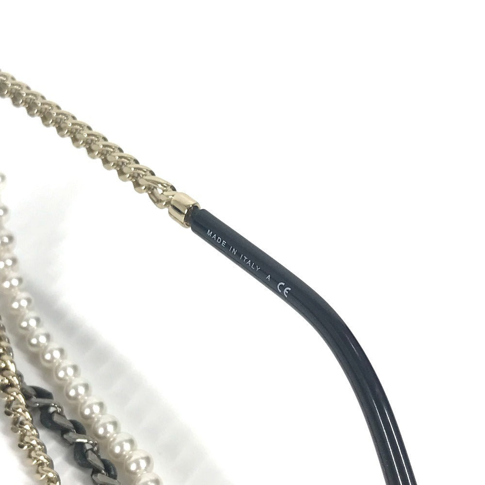 CHANEL 4245 フェイクパール CC ココマーク ラウンド チェーン付き めがね メガネ アイウェア 眼鏡 サングラス プラスチック レディース ブラック - brandshop-reference