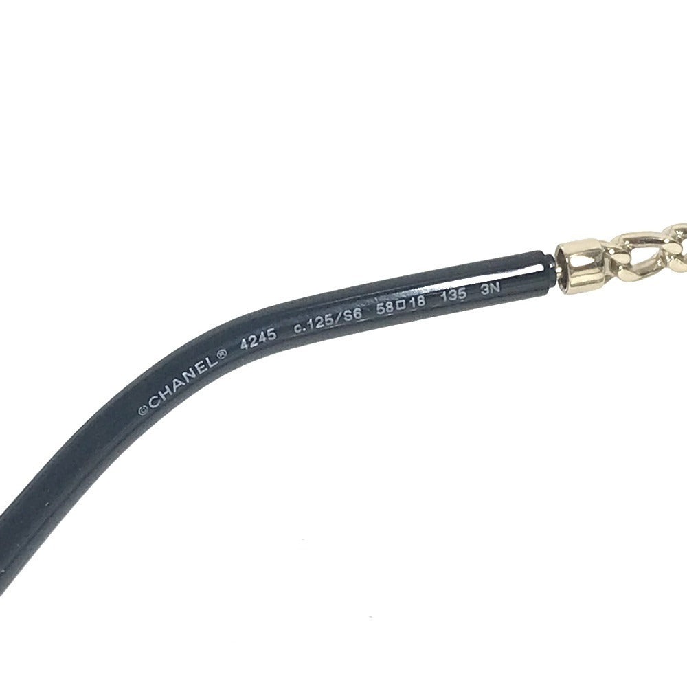 CHANEL 4245 フェイクパール CC ココマーク ラウンド チェーン付き めがね メガネ アイウェア 眼鏡 サングラス プラスチック レディース ブラック - brandshop-reference