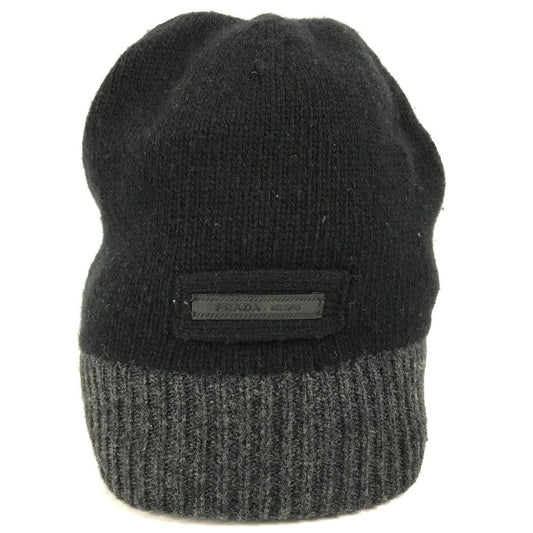 PRADA ロゴ ビーニー 帽子 ニット帽 ニットキャップ ニット帽 ウール/カシミヤ ユニセックス ブラック - brandshop-reference