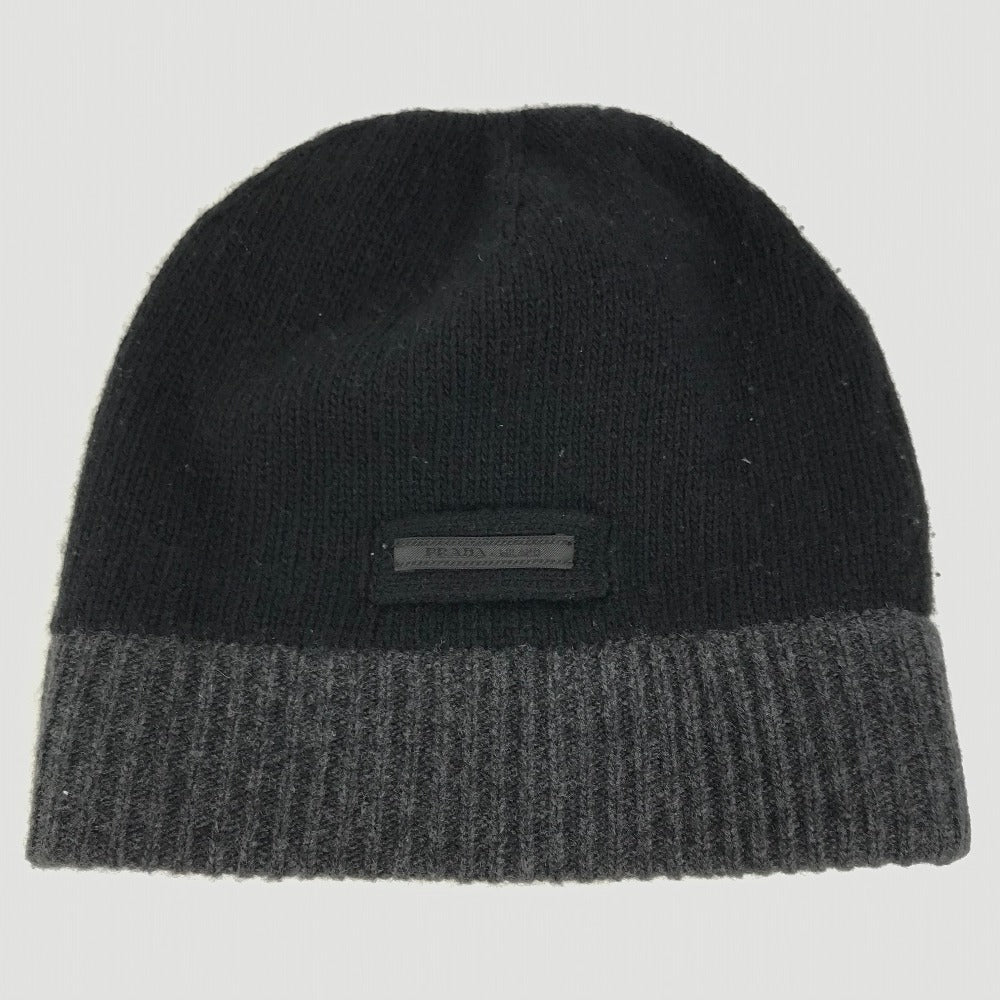 PRADA ロゴ ビーニー 帽子 ニット帽 ニットキャップ ニット帽 ウール/カシミヤ ユニセックス ブラック - brandshop-reference