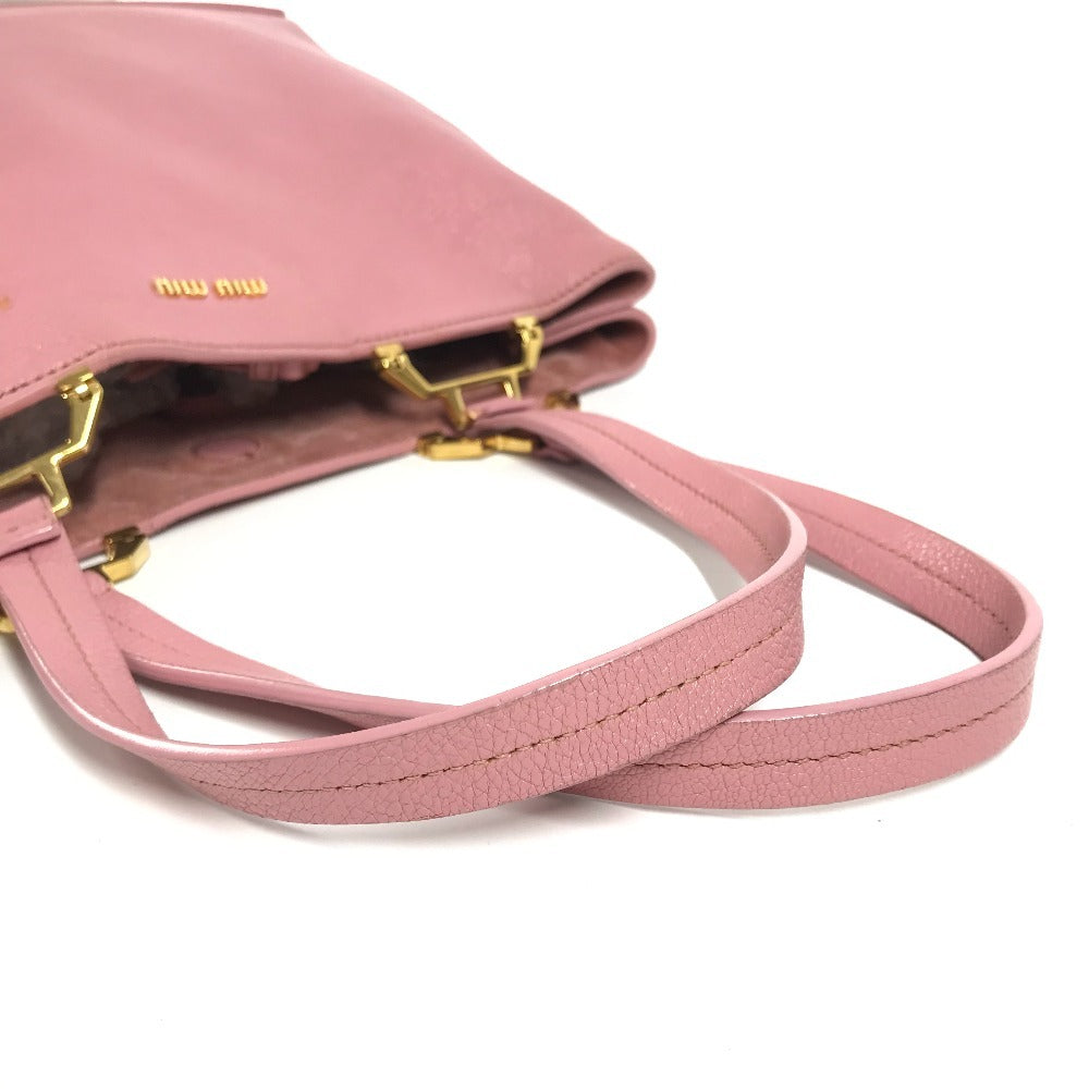 MIUMIU 5BG002 ポーチ付き ロゴ マドラス ハンドバッグ 肩掛け ショルダーバッグ トートバッグ レザー レディース ピンク - brandshop-reference