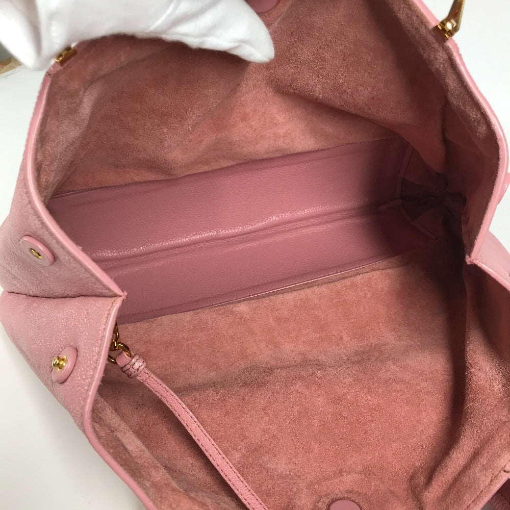MIUMIU 5BG002 ポーチ付き ロゴ マドラス ハンドバッグ 肩掛け ショルダーバッグ トートバッグ レザー レディース ピンク - brandshop-reference
