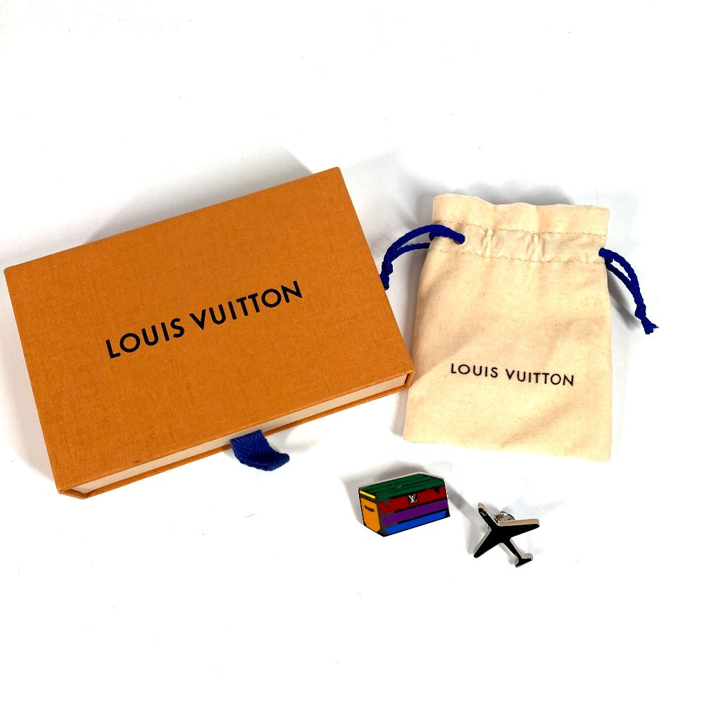 Louis Vuitton M63476 2018 "Kapsul Masa" Pameran Hankyu Limited Trunk & Airplane Accessories Only 2 Pieces Brooch Metal Unisex Multicolor