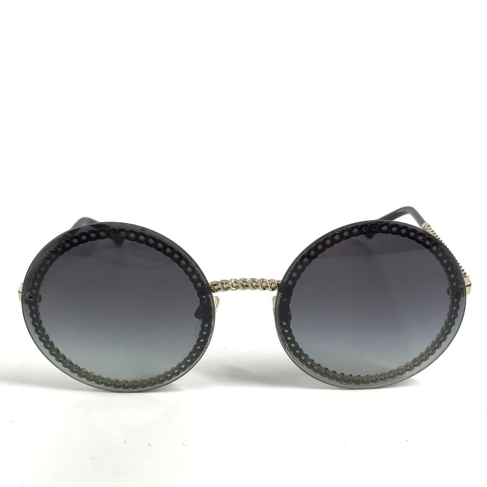 CHANEL 4245  フェイクパール CC ココマーク ラウンド チェーン付き めがね メガネ アイウェア 眼鏡 サングラス プラスチック レディース ブラック - brandshop-reference