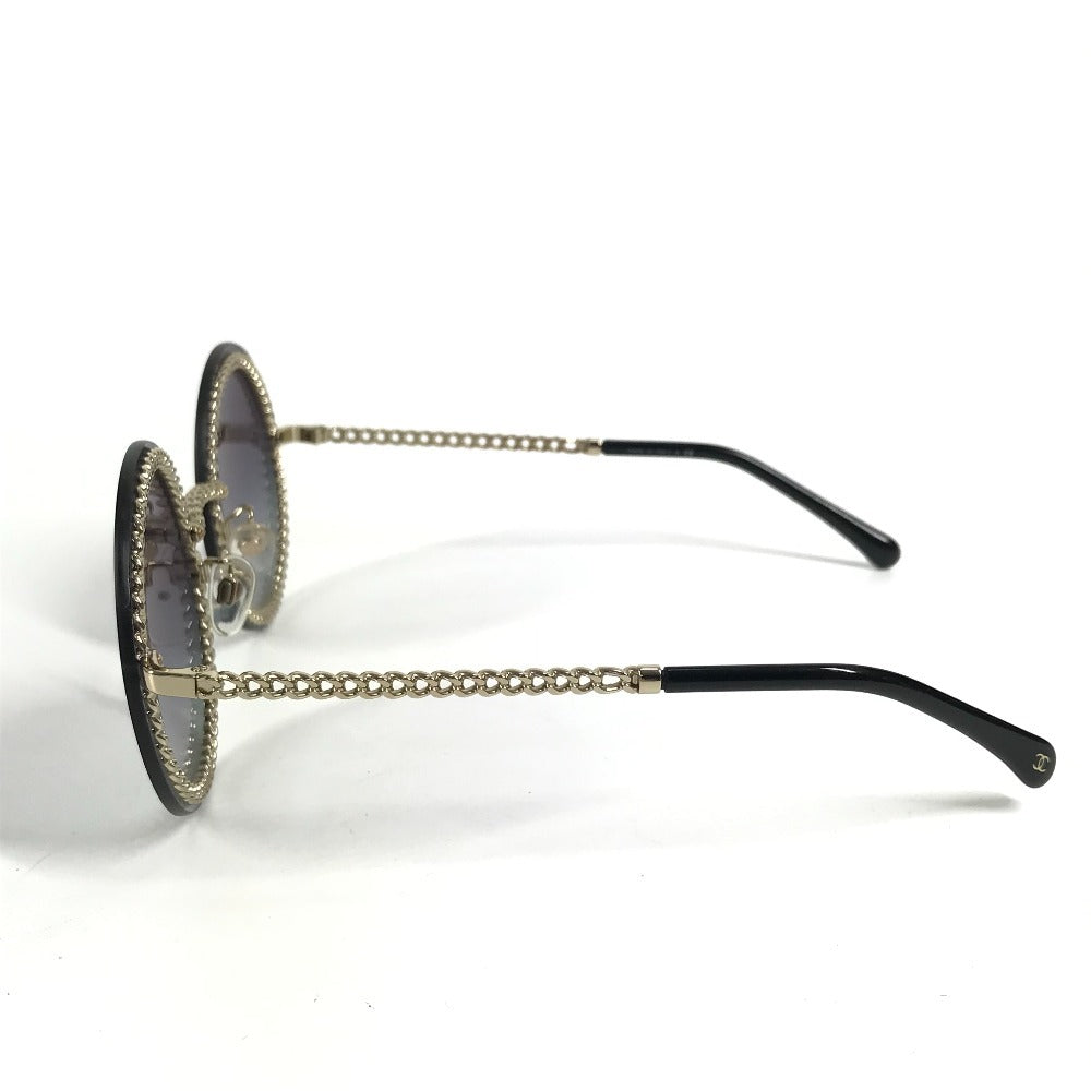 CHANEL 4245  フェイクパール CC ココマーク ラウンド チェーン付き めがね メガネ アイウェア 眼鏡 サングラス プラスチック レディース ブラック - brandshop-reference