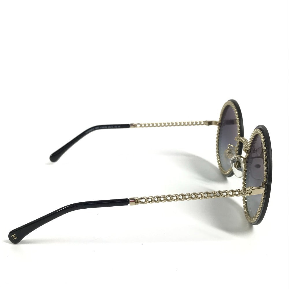 CHANEL 4245  フェイクパール CC ココマーク ラウンド チェーン付き めがね メガネ アイウェア 眼鏡 サングラス プラスチック レディース ブラック - brandshop-reference