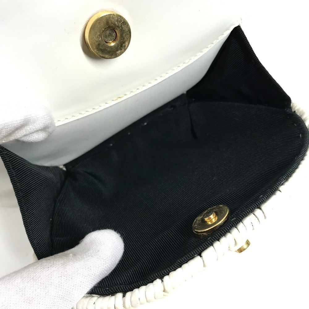 Salvatore Ferragamo ガンチーニ ロゴ カバン バケツ型 ハンドバッグ ストロー レディース ホワイト - brandshop-reference