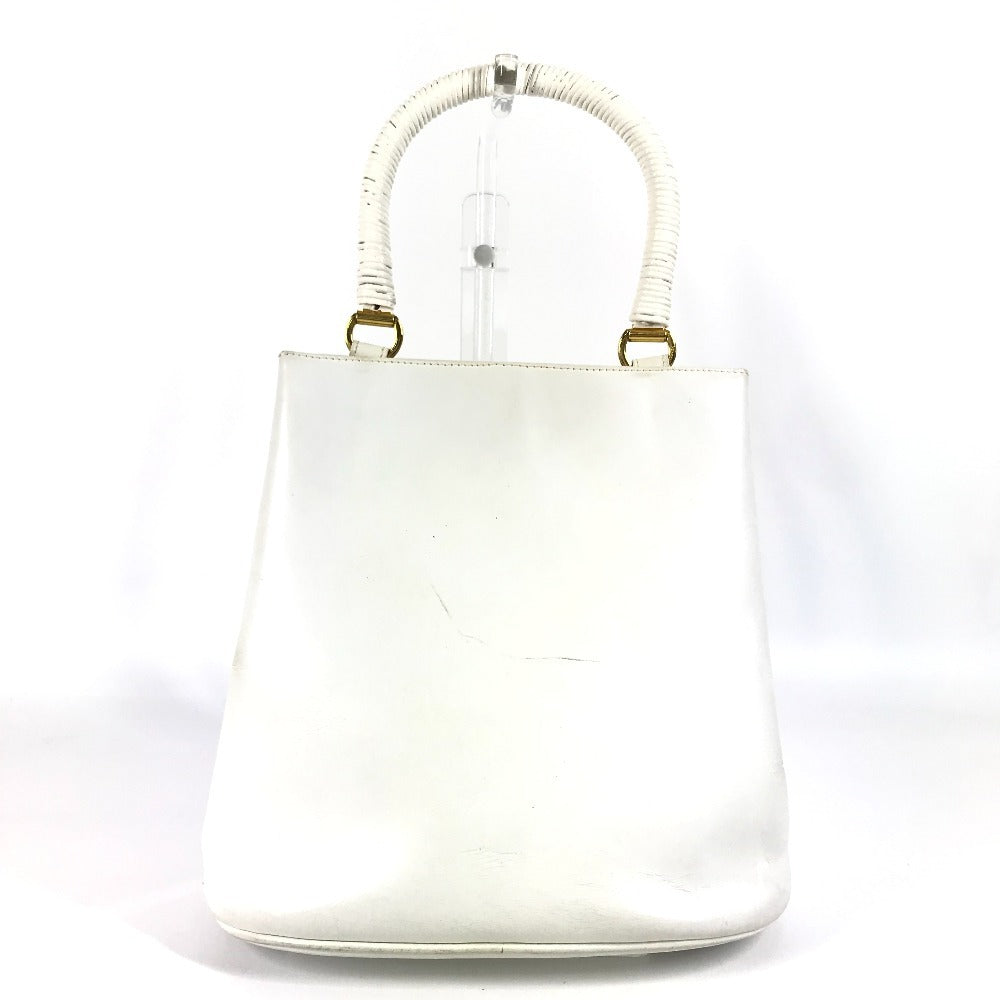 Salvatore Ferragamo ガンチーニ ロゴ カバン バケツ型 ハンドバッグ ストロー レディース ホワイト - brandshop-reference