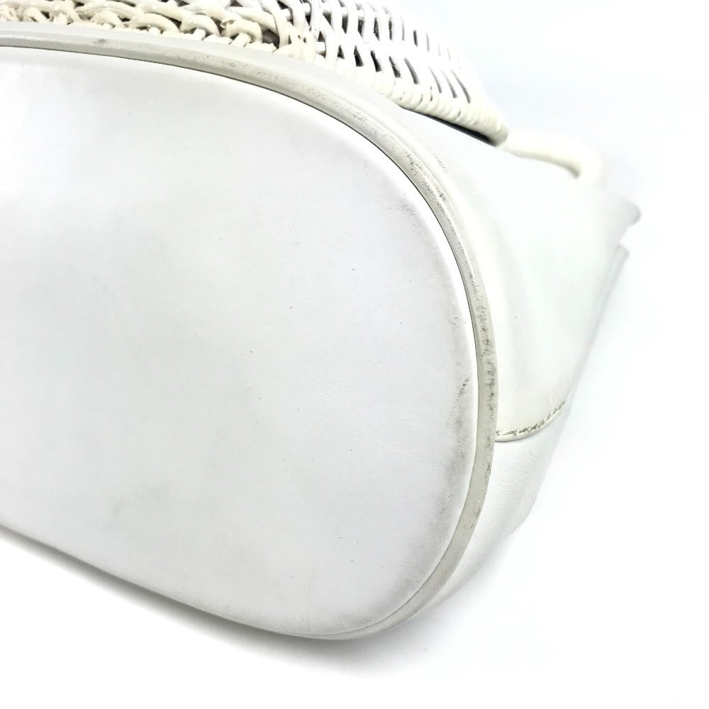 Salvatore Ferragamo ガンチーニ ロゴ カバン バケツ型 ハンドバッグ ストロー レディース ホワイト - brandshop-reference