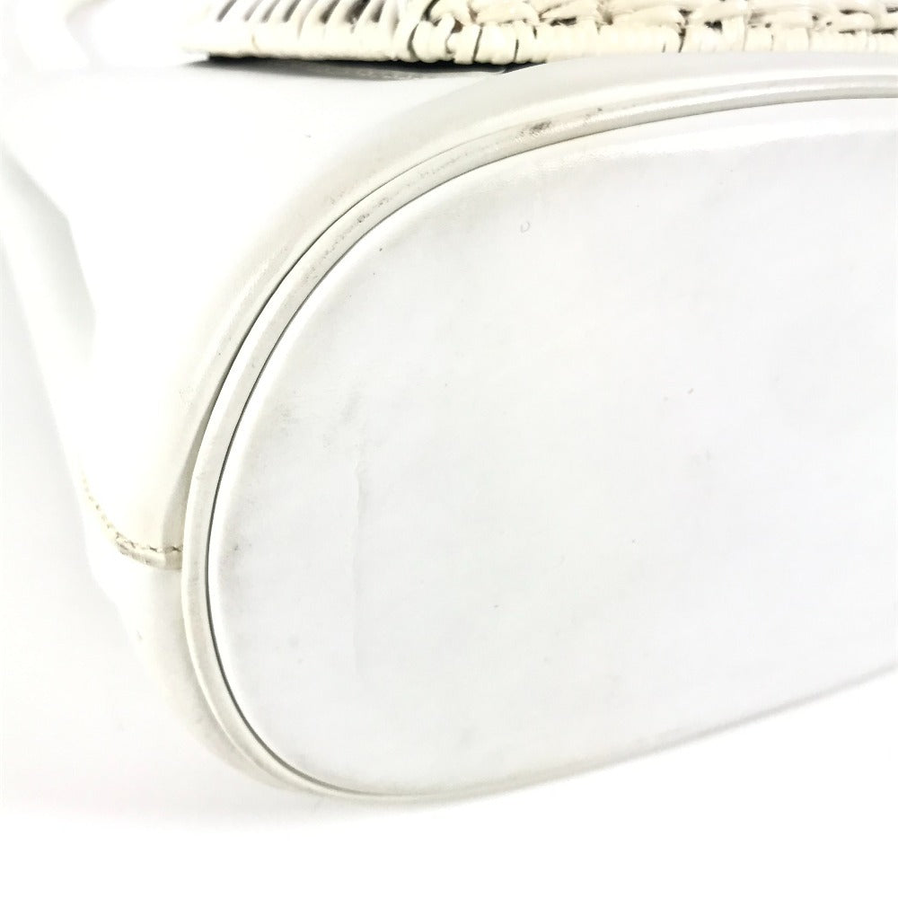 Salvatore Ferragamo ガンチーニ ロゴ カバン バケツ型 ハンドバッグ ストロー レディース ホワイト - brandshop-reference