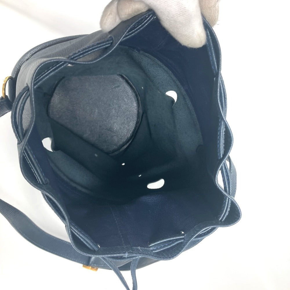 HERMES タッセル フリンジ マンジョワール 巾着バッグ カバン 肩掛け ショルダーバッグ レザー レディース ネイビー - brandshop-reference