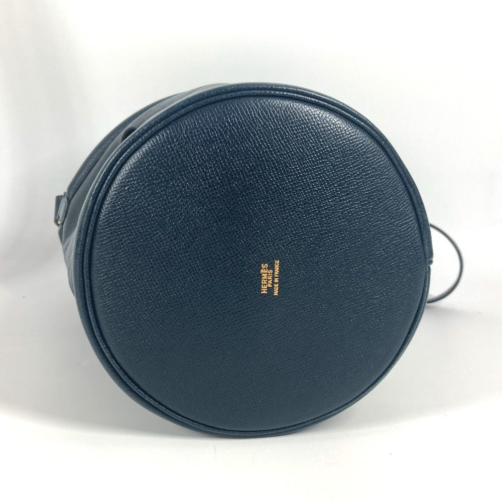 HERMES タッセル フリンジ マンジョワール 巾着バッグ カバン 肩掛け ショルダーバッグ レザー レディース ネイビー - brandshop-reference