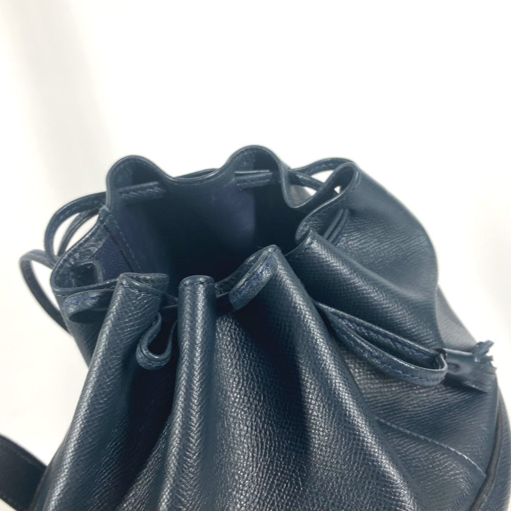 HERMES タッセル フリンジ マンジョワール 巾着バッグ カバン 肩掛け ショルダーバッグ レザー レディース ネイビー - brandshop-reference