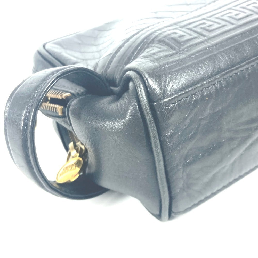 VERSACE ヴィンテージ サンバースト カバン クラッチバッグ 持ち手つき セカンドバッグ レザー レディース ブラック - brandshop-reference