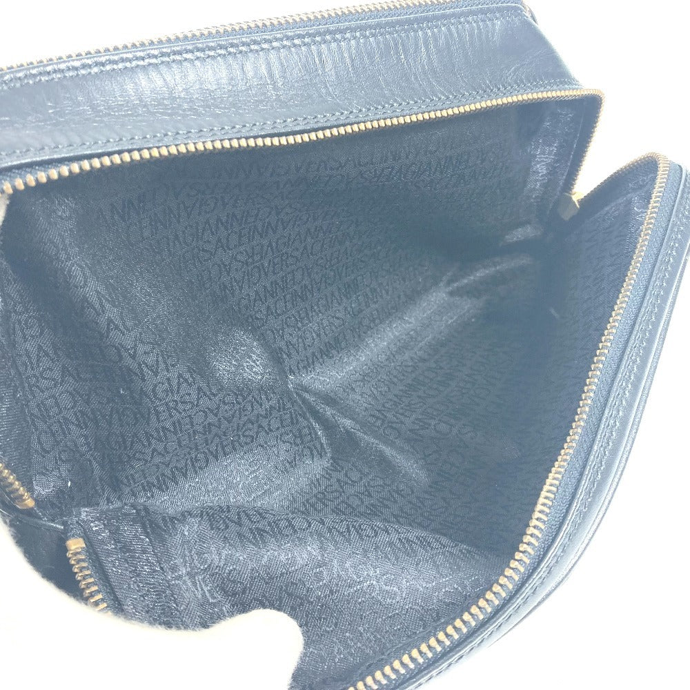 VERSACE ヴィンテージ サンバースト カバン クラッチバッグ 持ち手つき セカンドバッグ レザー レディース ブラック - brandshop-reference