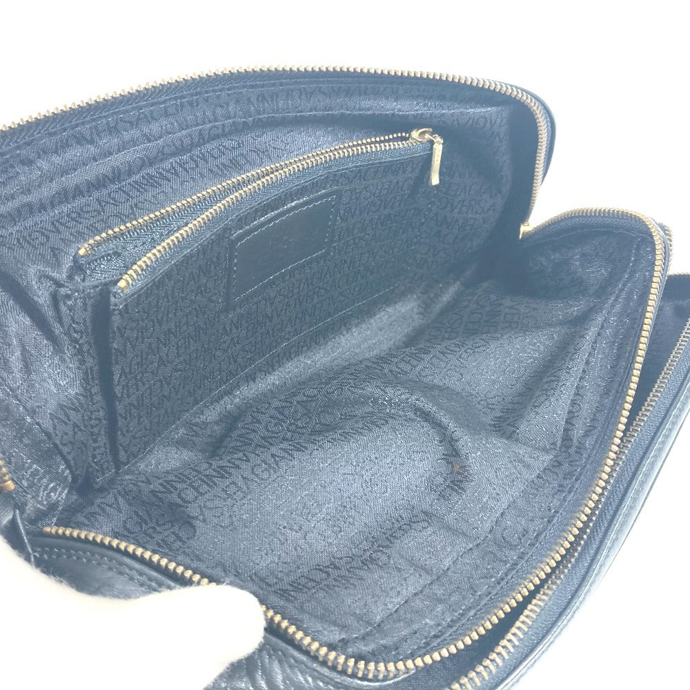 VERSACE ヴィンテージ サンバースト カバン クラッチバッグ 持ち手つき セカンドバッグ レザー レディース ブラック - brandshop-reference
