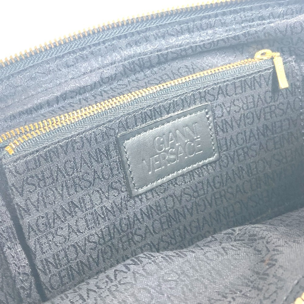 VERSACE ヴィンテージ サンバースト カバン クラッチバッグ 持ち手つき セカンドバッグ レザー レディース ブラック - brandshop-reference