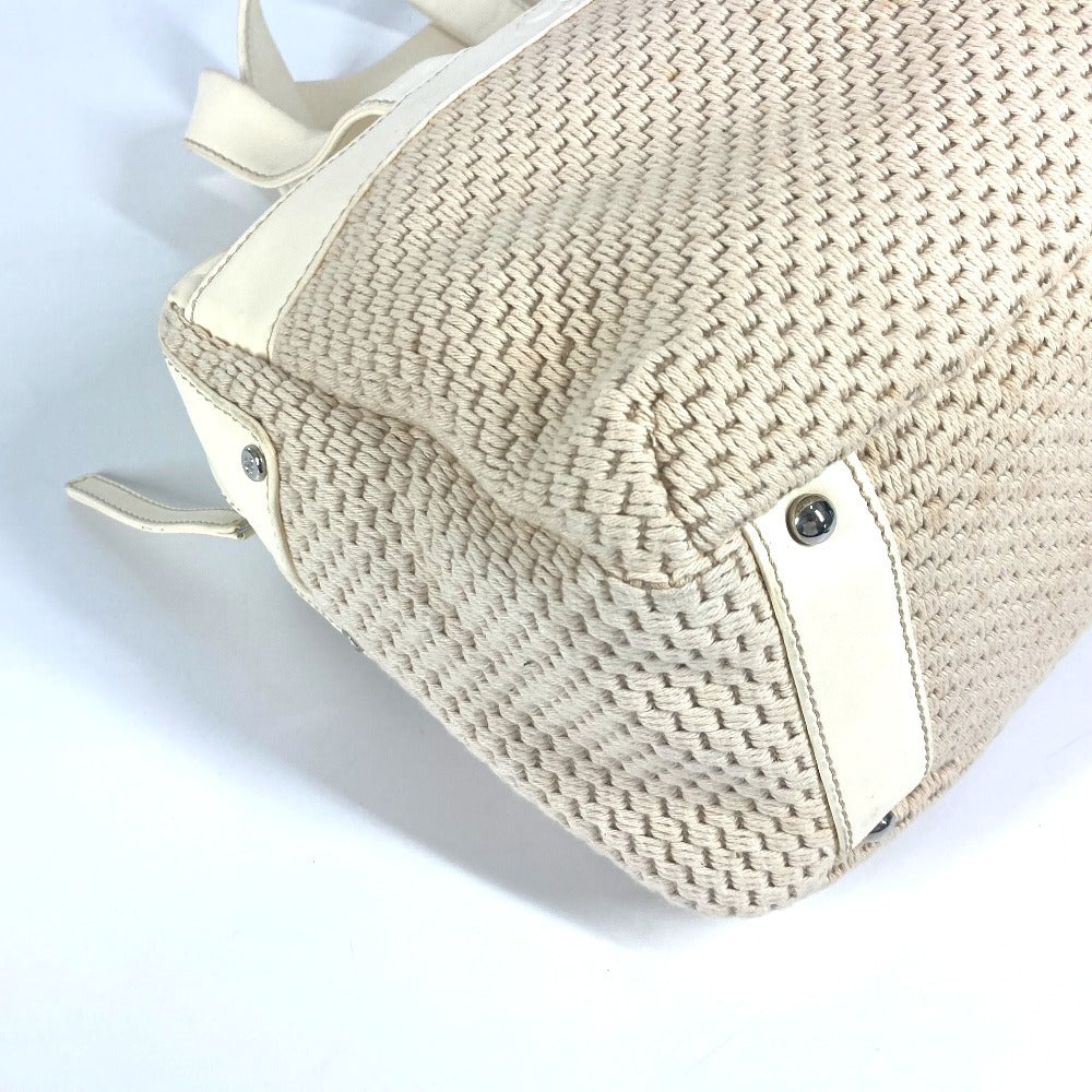 CHANEL CC Coco Mark Logo Tote Bag, Shoulder Bag, Handbag, Leather/Canvas, Women's, Beige