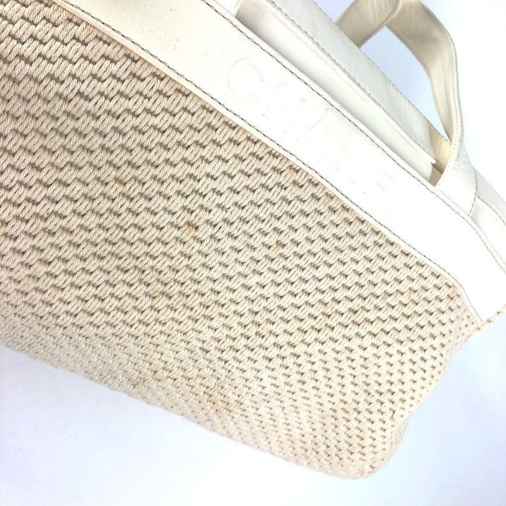 CHANEL CC Coco Mark Logo Tote Bag, Shoulder Bag, Handbag, Leather/Canvas, Women's, Beige