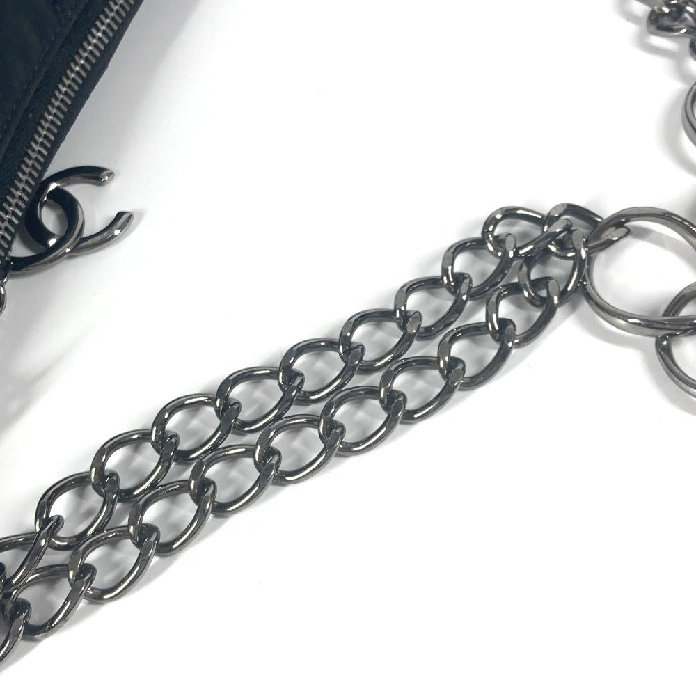 CHANEL CC ココマーク チョコバー カバン チェーン 肩掛け ショルダーバッグ レザー/ナイロン レディース ブラック