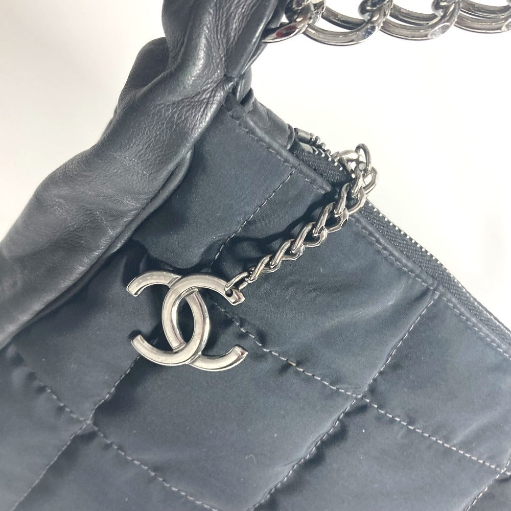 CHANEL CC ココマーク チョコバー カバン チェーン 肩掛け ショルダーバッグ レザー/ナイロン レディース ブラック