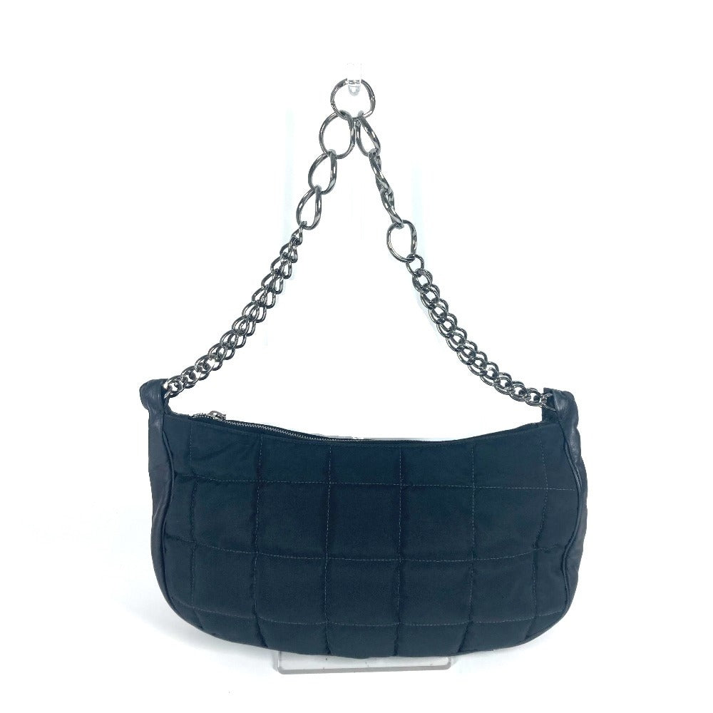 CHANEL CC ココマーク チョコバー カバン チェーン 肩掛け ショルダーバッグ レザー/ナイロン レディース ブラック