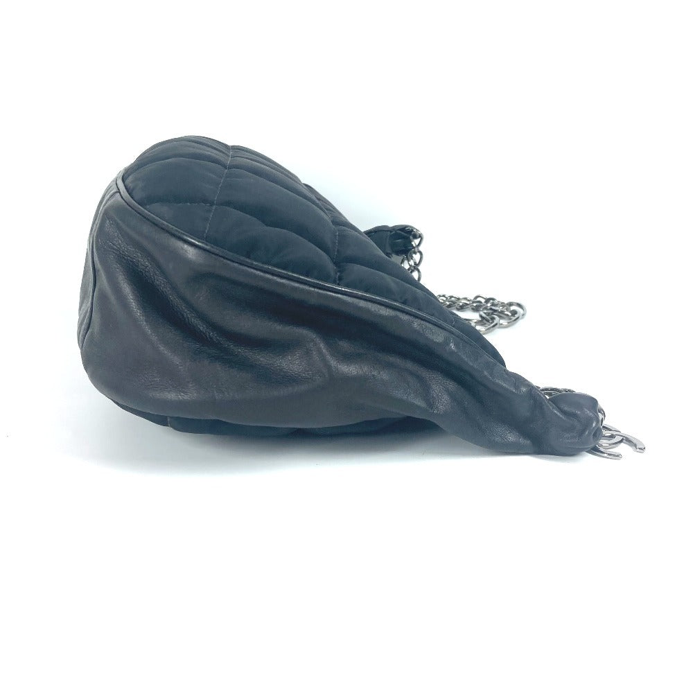 CHANEL CC ココマーク チョコバー カバン チェーン 肩掛け ショルダーバッグ レザー/ナイロン レディース ブラック