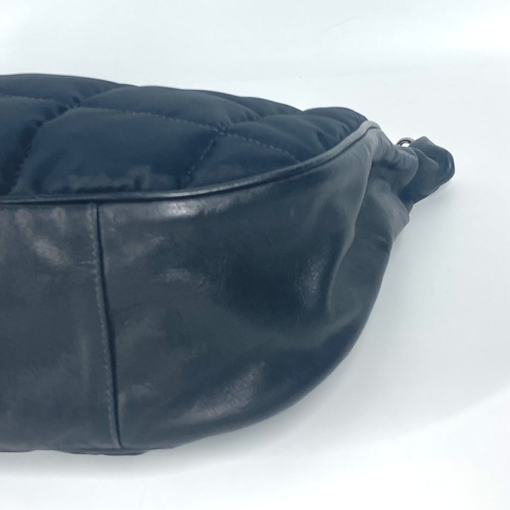 CHANEL CC ココマーク チョコバー カバン チェーン 肩掛け ショルダーバッグ レザー/ナイロン レディース ブラック