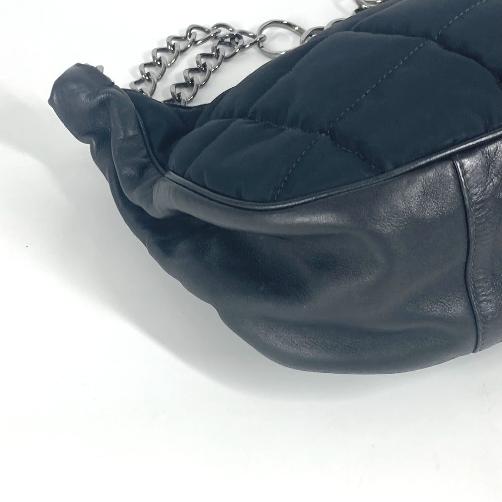 CHANEL CC ココマーク チョコバー カバン チェーン 肩掛け ショルダーバッグ レザー/ナイロン レディース ブラック