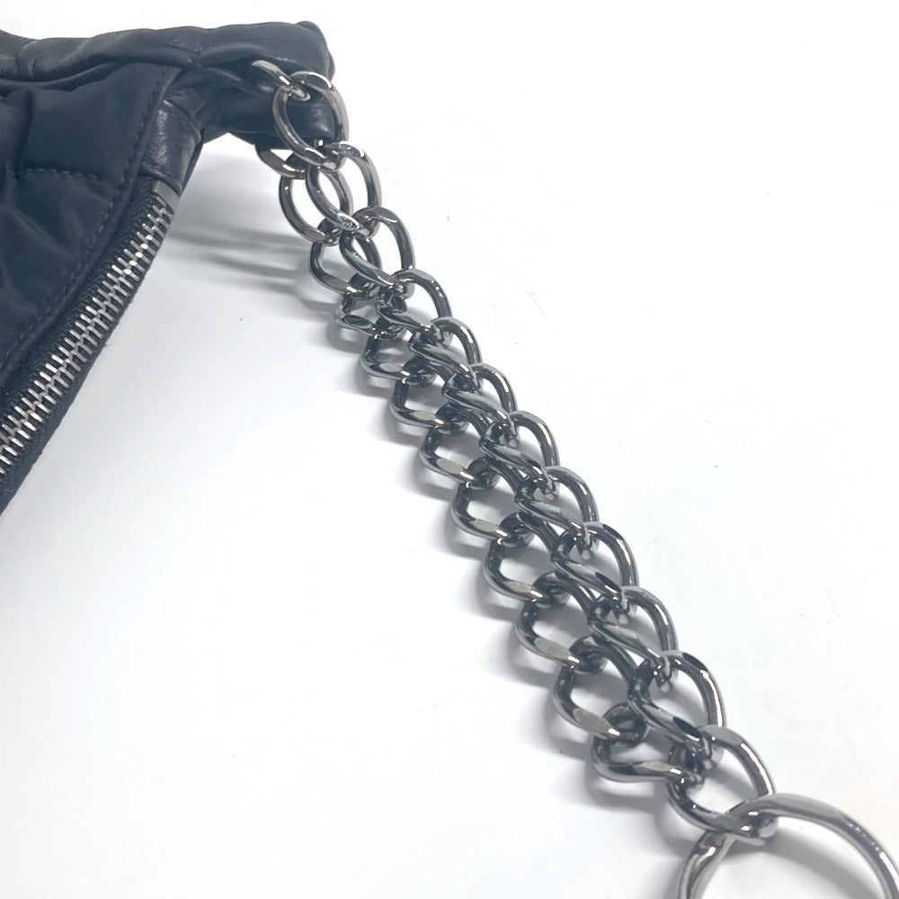 CHANEL CC ココマーク チョコバー カバン チェーン 肩掛け ショルダーバッグ レザー/ナイロン レディース ブラック