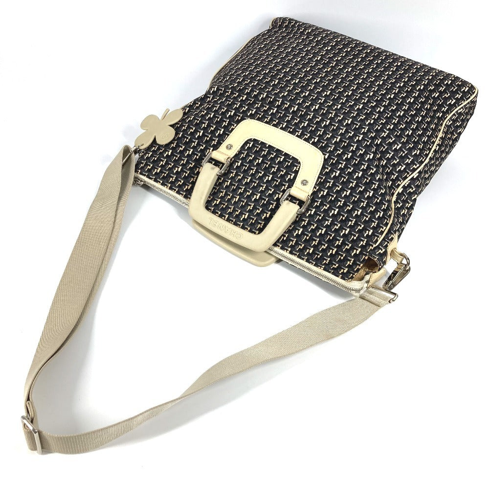 CHANEL Clover Logo 2-Way Bag: Handbag, Vertical Tote, Crossbody, Shoulder Bag, Leather/Canvas, Women's, Black