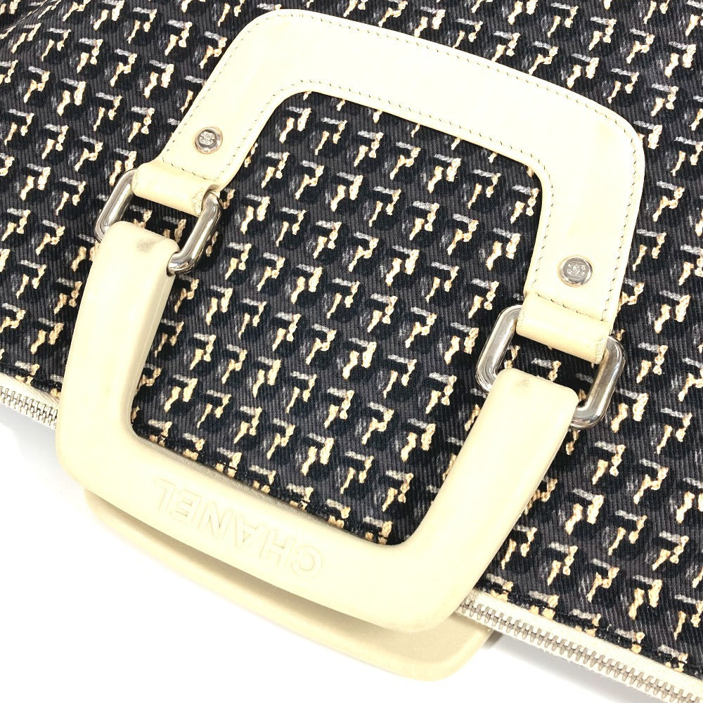 CHANEL Clover Logo 2-Way Bag: Handbag, Vertical Tote, Crossbody, Shoulder Bag, Leather/Canvas, Women's, Black