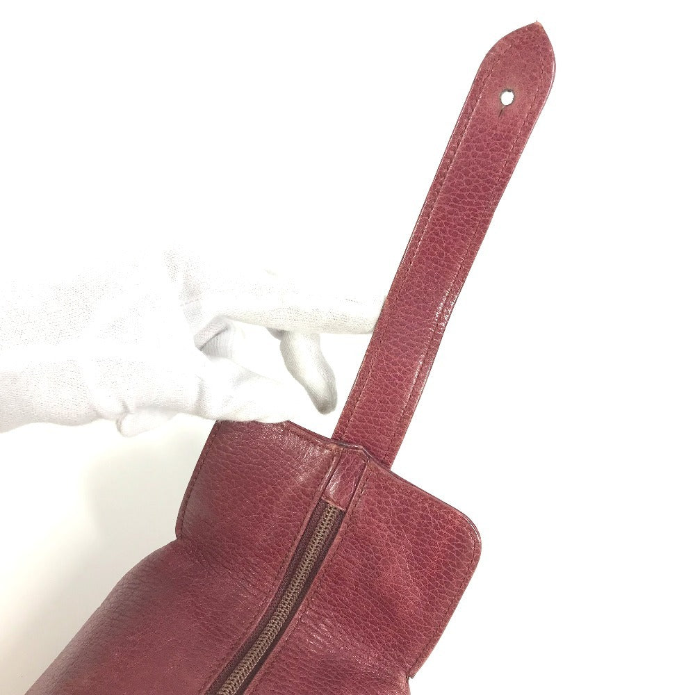 CARTIER ヴィンテージ マストライン ロゴ トリニティ カバン バニティ ポーチ ハンドバッグ レザー レディース ボルドー - brandshop-reference