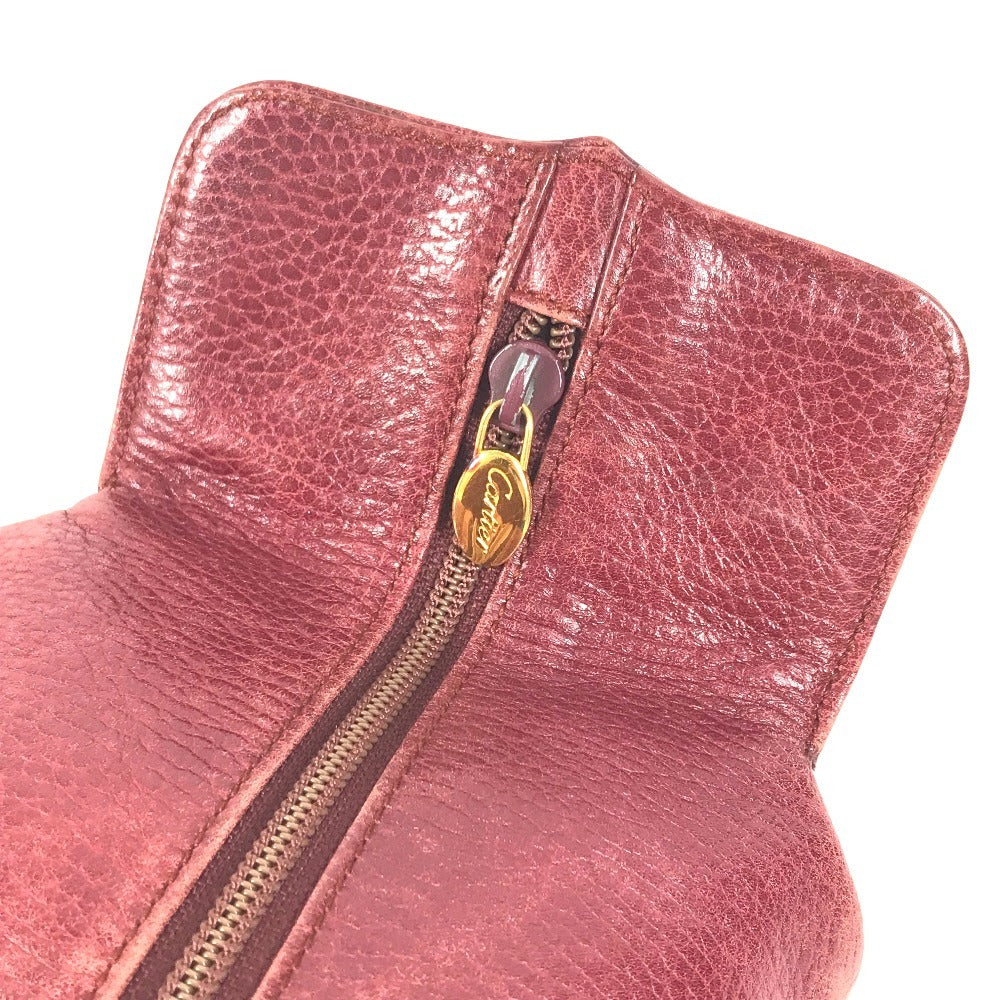 CARTIER ヴィンテージ マストライン ロゴ トリニティ カバン バニティ ポーチ ハンドバッグ レザー レディース ボルドー - brandshop-reference