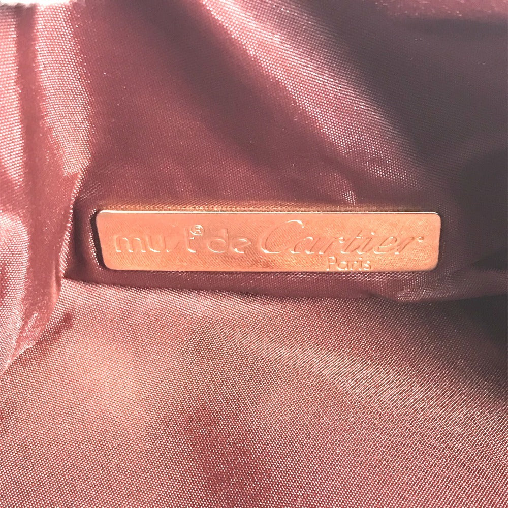 CARTIER ヴィンテージ マストライン ロゴ トリニティ カバン バニティ ポーチ ハンドバッグ レザー レディース ボルドー - brandshop-reference
