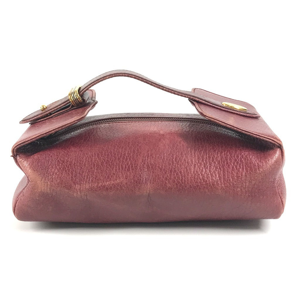 CARTIER ヴィンテージ マストライン ロゴ トリニティ カバン バニティ ポーチ ハンドバッグ レザー レディース ボルドー - brandshop-reference