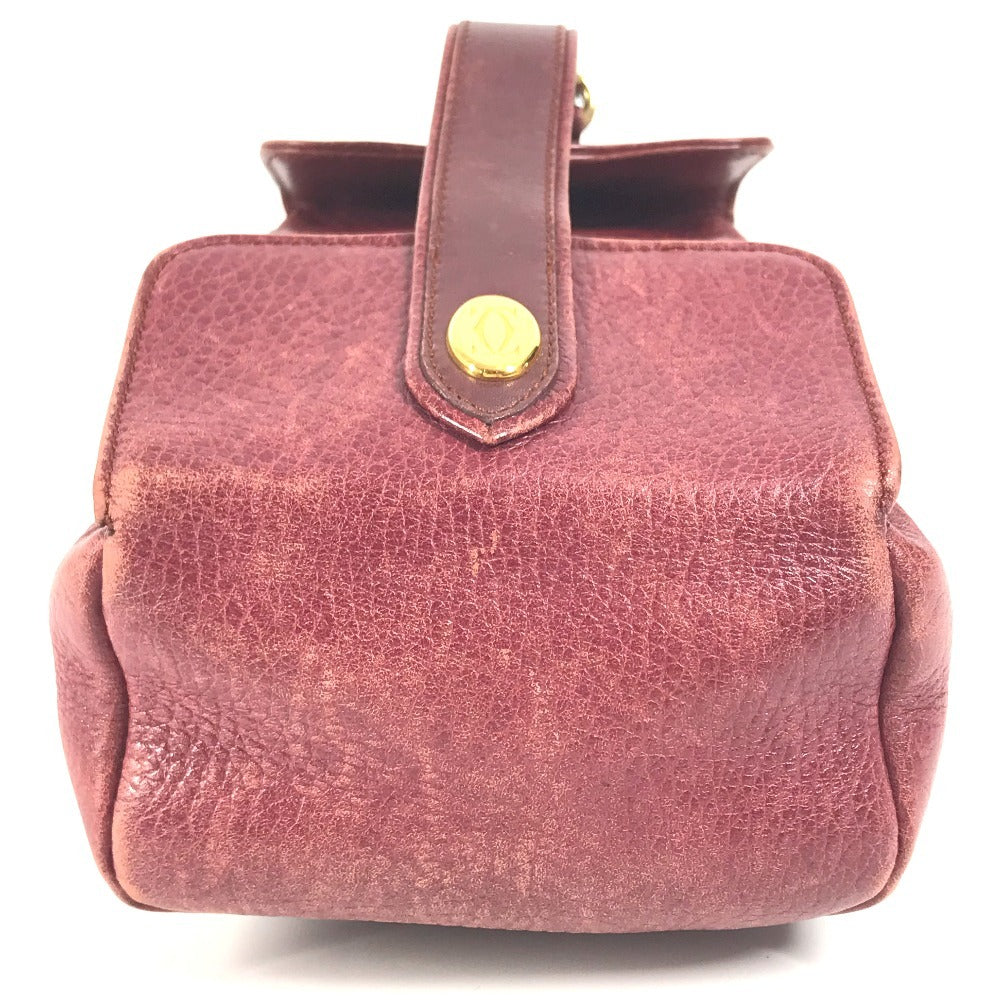 CARTIER ヴィンテージ マストライン ロゴ トリニティ カバン バニティ ポーチ ハンドバッグ レザー レディース ボルドー - brandshop-reference