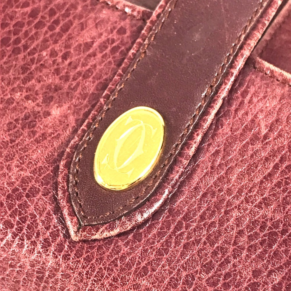 CARTIER ヴィンテージ マストライン ロゴ トリニティ カバン バニティ ポーチ ハンドバッグ レザー レディース ボルドー - brandshop-reference