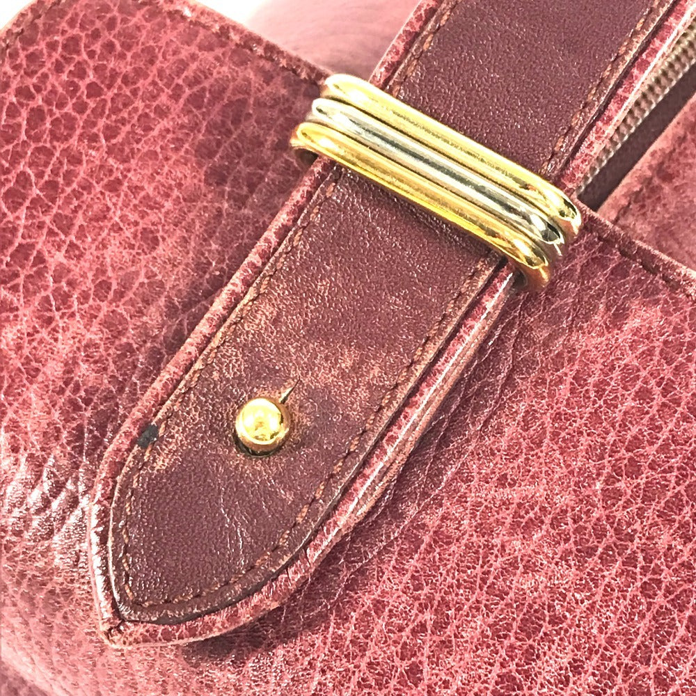 CARTIER ヴィンテージ マストライン ロゴ トリニティ カバン バニティ ポーチ ハンドバッグ レザー レディース ボルドー - brandshop-reference