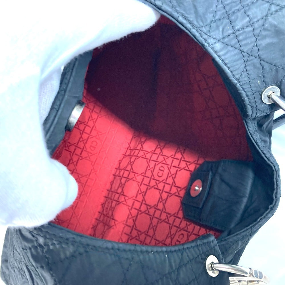 Dior Cannage Logo Bag Shoulder Bag Nylon Women's Black