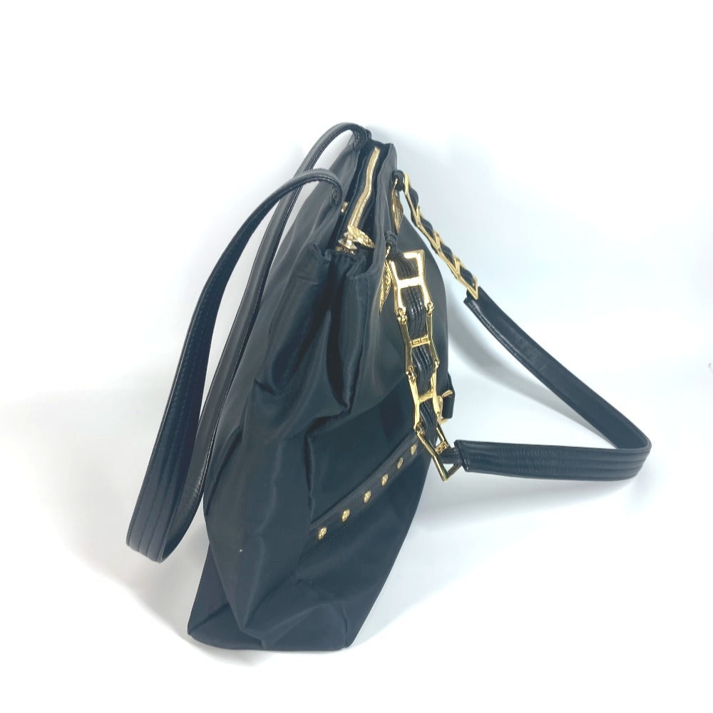 Versace Vintage Sunburst Sun God Bag Tote Bag Bahu Rantai Bahu Beg Nylon Wanita Hitam