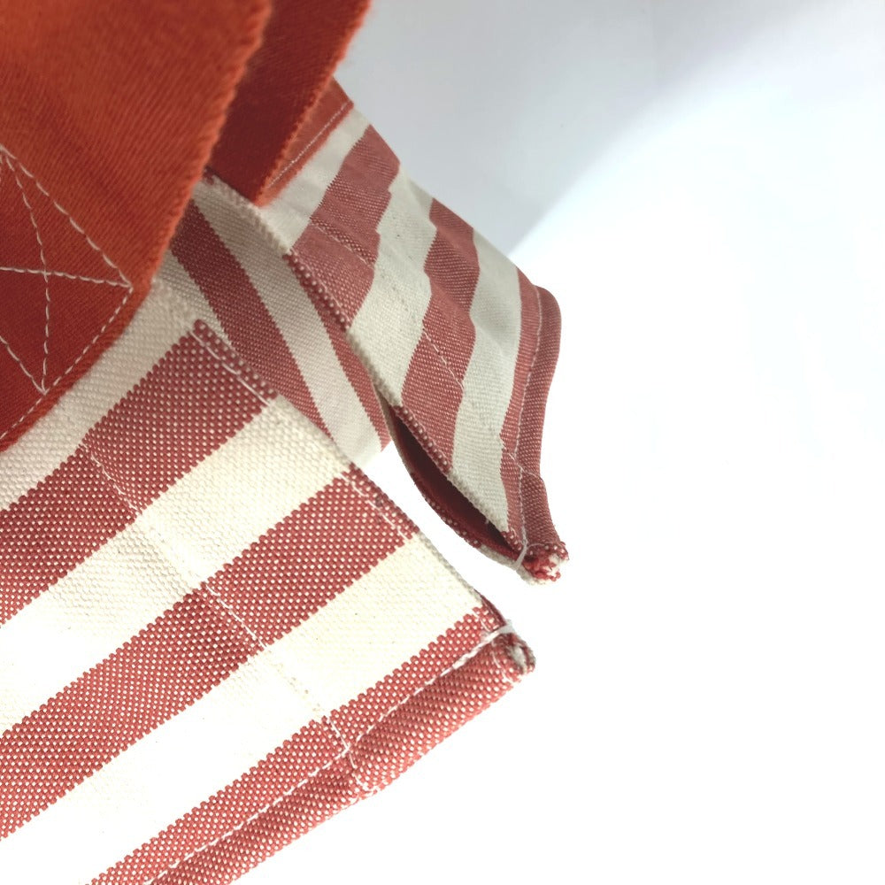 HERMES 파우치 첨부 칸 GM 칸 GM 스트라이프 가방 토트 백 비치 가방 핸드백 캔버스 유니섹스 레드