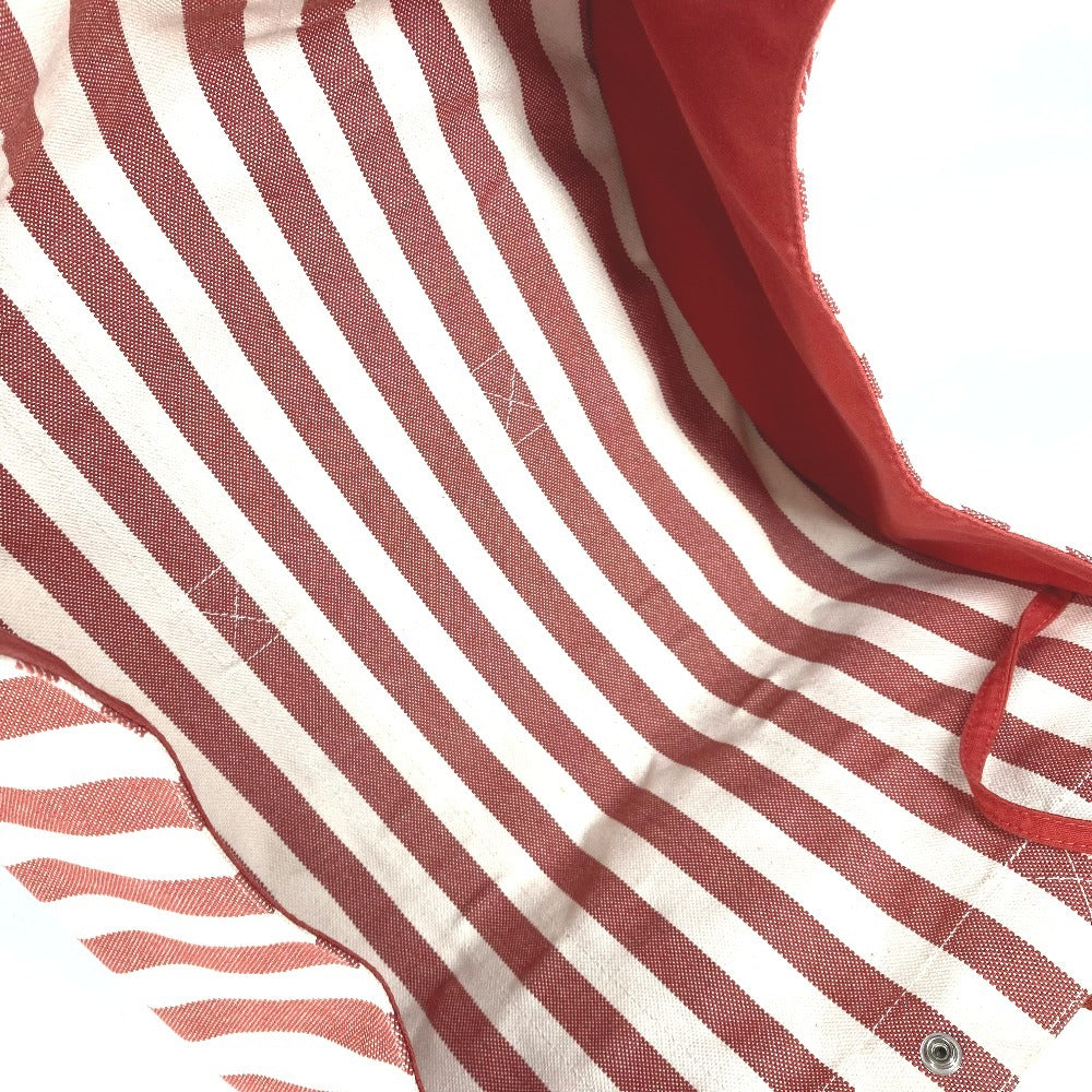 HERMES 파우치 첨부 칸 GM 칸 GM 스트라이프 가방 토트 백 비치 가방 핸드백 캔버스 유니섹스 레드