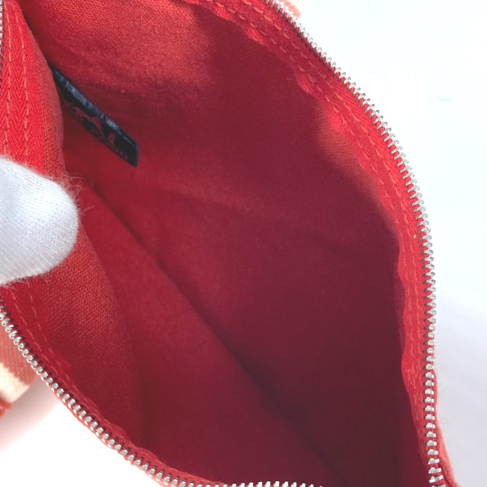 HERMES 파우치 첨부 칸 GM 칸 GM 스트라이프 가방 토트 백 비치 가방 핸드백 캔버스 유니섹스 레드