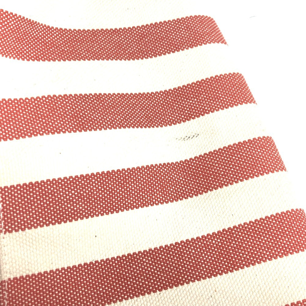 HERMES 파우치 첨부 칸 GM 칸 GM 스트라이프 가방 토트 백 비치 가방 핸드백 캔버스 유니섹스 레드