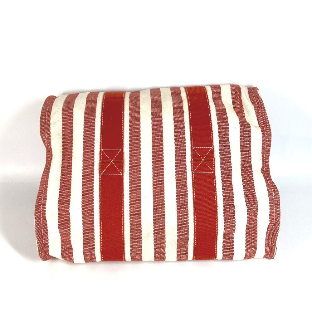 HERMES 파우치 첨부 칸 GM 칸 GM 스트라이프 가방 토트 백 비치 가방 핸드백 캔버스 유니섹스 레드