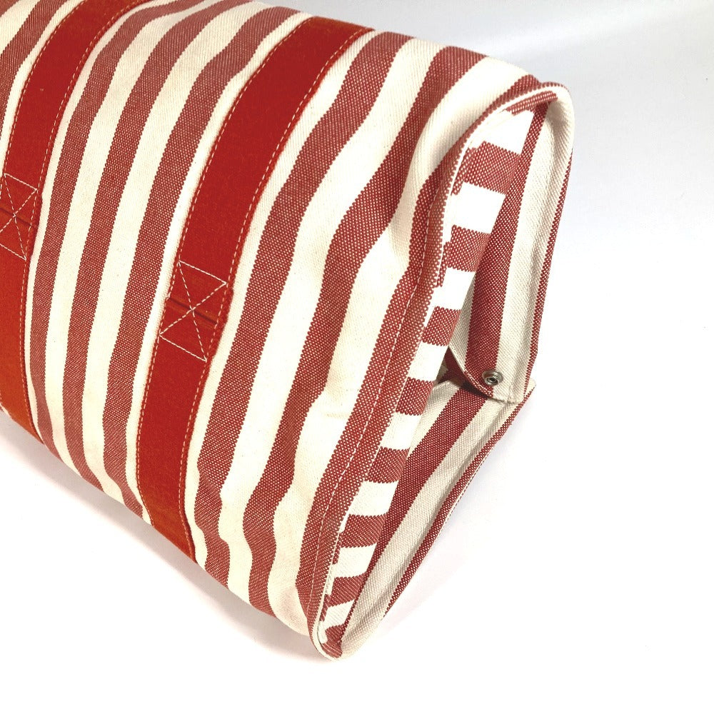 HERMES 파우치 첨부 칸 GM 칸 GM 스트라이프 가방 토트 백 비치 가방 핸드백 캔버스 유니섹스 레드