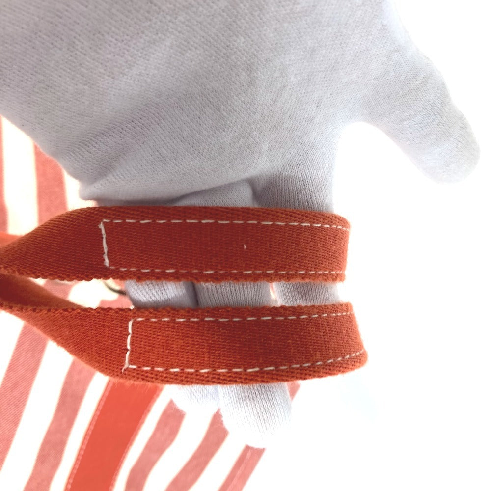 HERMES 파우치 첨부 칸 GM 칸 GM 스트라이프 가방 토트 백 비치 가방 핸드백 캔버스 유니섹스 레드