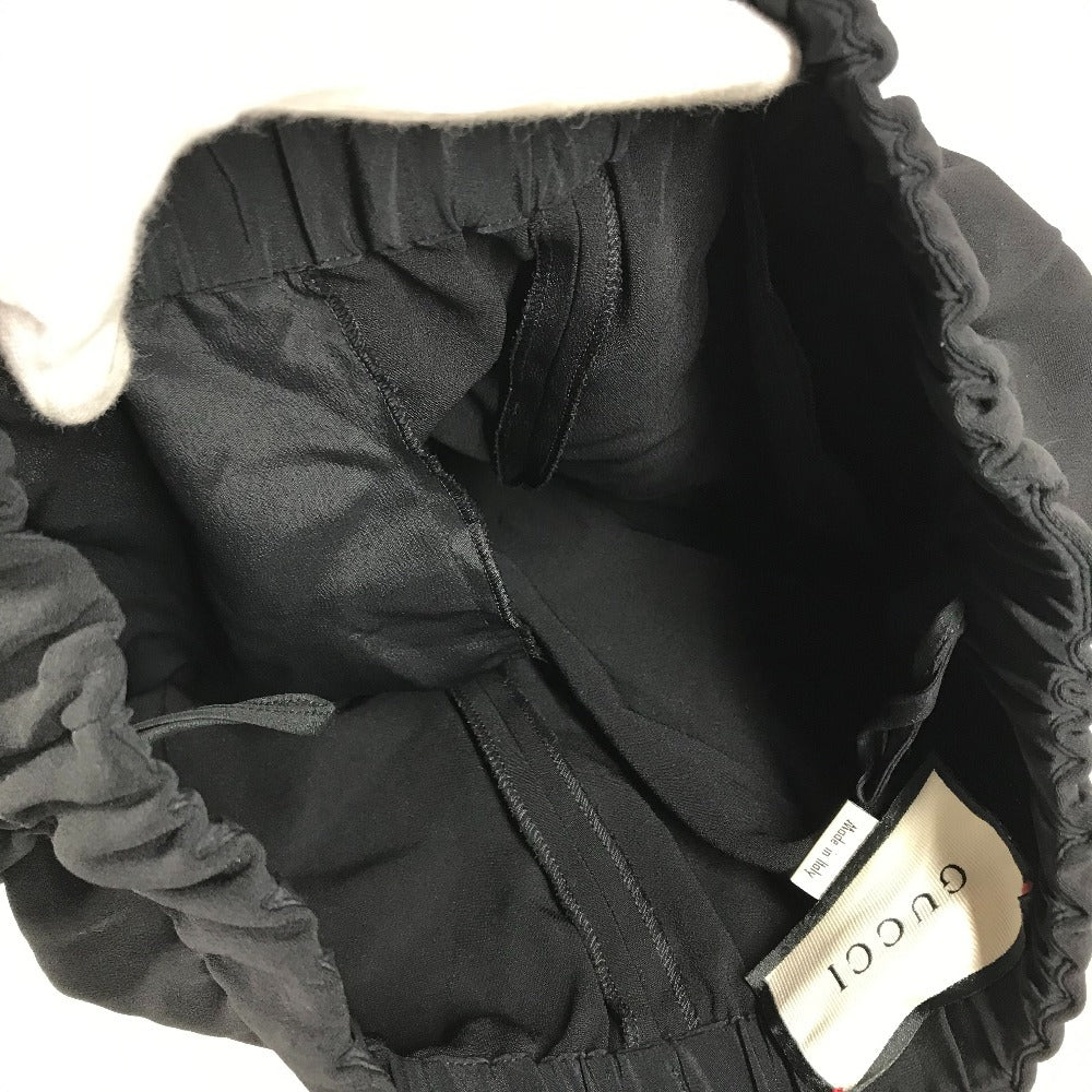 Gucci 577607 Logo Line Pants Bawah Pakaian Pakaian Seluar Wool Wanita Hitam